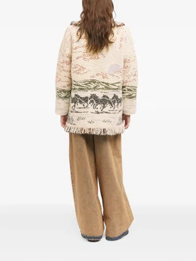 Alanui Sunset Riders Cardigan Knitwear Beige In Neutral