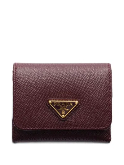 Prada Small Saffiano Leather Wallet In Brown