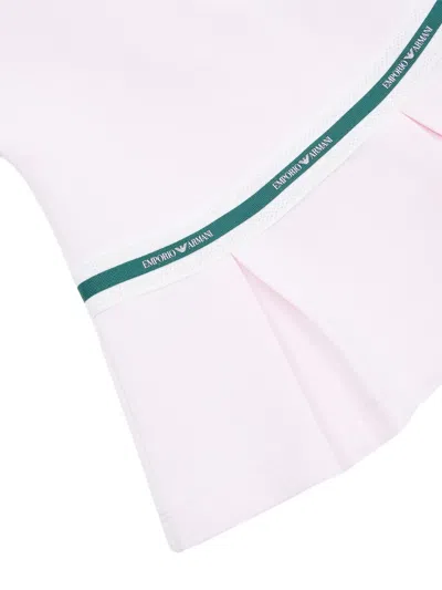 Emporio Armani Pleated Logo-band Dress In White