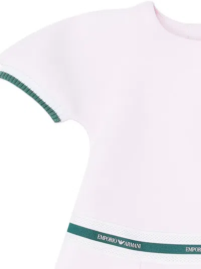 Emporio Armani Pleated Logo-band Dress In White