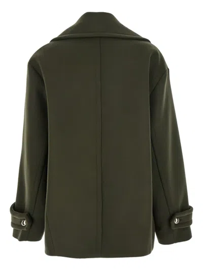 Semicouture Double-breasted Button Peacoat In Green