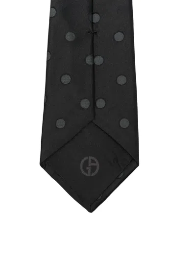Giorgio Armani Polka-dot Silk Tie In Black