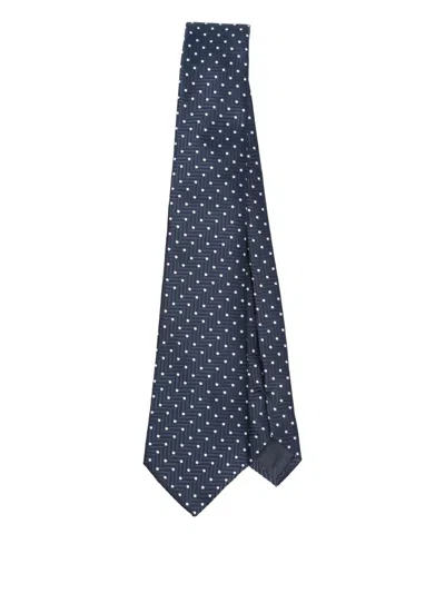 Giorgio Armani Herringbone-patterned Silk Tie In Blue