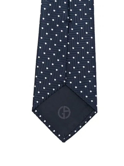 Giorgio Armani Herringbone-patterned Silk Tie In Blue