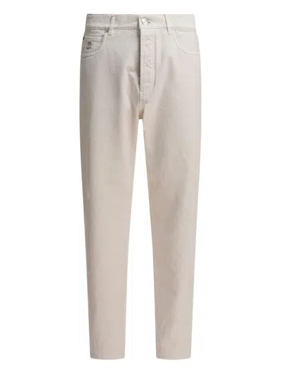Brunello Cucinelli Denim Trousers With Pockets And Loops In Neutral