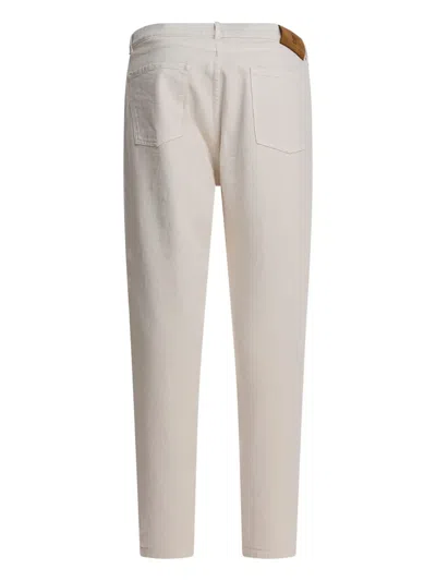 Brunello Cucinelli Denim Trousers With Pockets And Loops In Neutral