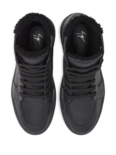 Giuseppe Zanotti Gz94 High-top Shearling Sneakers In Black