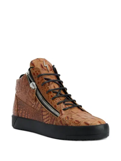 Giuseppe Zanotti Kriss Crocodile-effect Zip-up Trainers