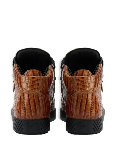 Giuseppe Zanotti Kriss Crocodile-effect Zip-up Trainers