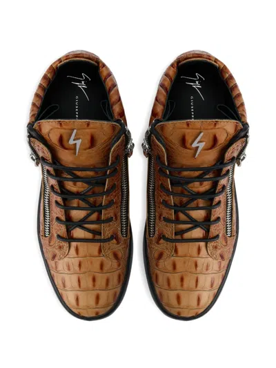 Giuseppe Zanotti Kriss Crocodile-effect Zip-up Trainers