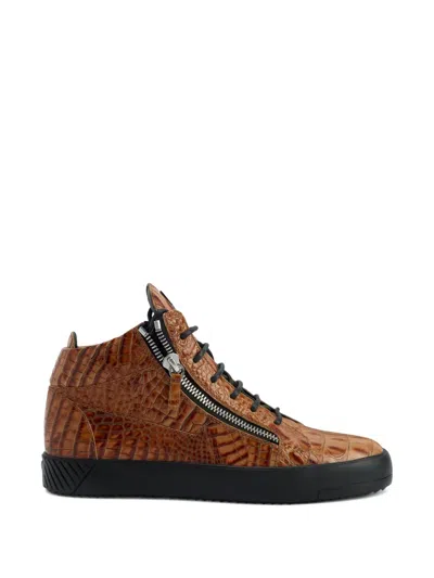 Giuseppe Zanotti Kriss Crocodile-effect Zip-up Trainers