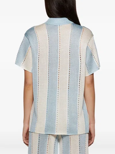 Calle Del Mar Cabana Striped Short-sleeve Shirt In Blue