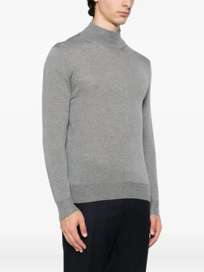 Canali Turtleneck Wool Sweater In Gray