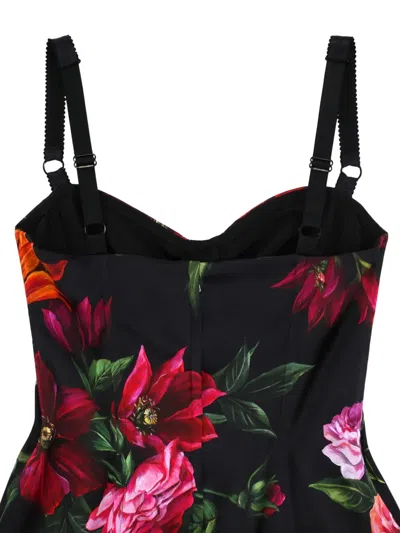 Dolce & Gabbana Anemone Floral Satin Bustier Dress