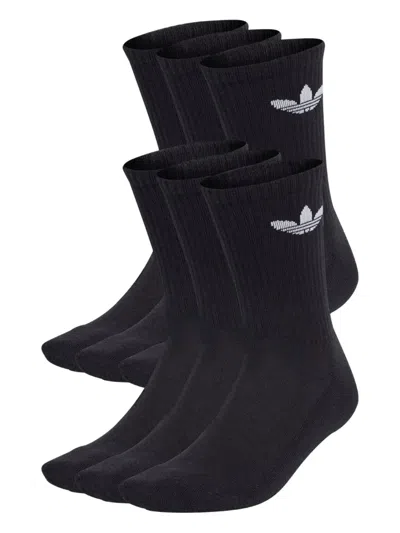 Adidas Originals Trefoil Crew Socks (pack Of Six) In Black