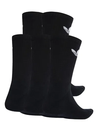 Adidas Originals Trefoil Crew Socks (pack Of Six) In Black