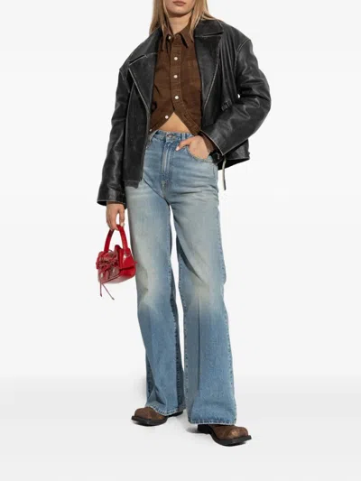 R13 Wide-leg Distressed Jeans In Blue