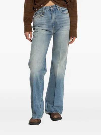 R13 Wide-leg Distressed Jeans In Blue