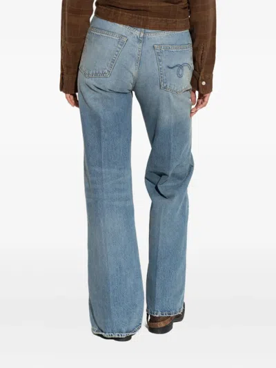 R13 Wide-leg Distressed Jeans In Blue