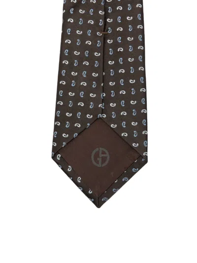 Giorgio Armani Paisley-print Silk Tie In Brown