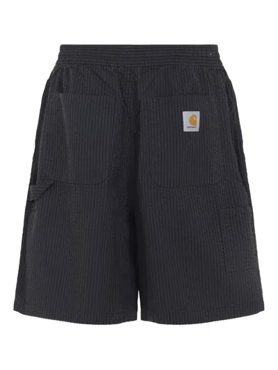 Carhartt Wip Textured Shorts With Elastic Waistband In Black