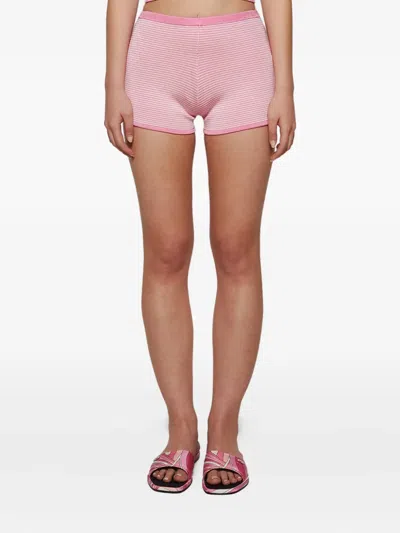 Calle Del Mar Micro Stripes Mini Shorts In Pink