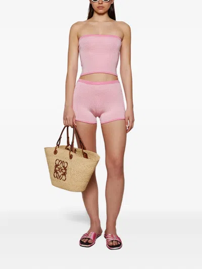 Calle Del Mar Micro Stripes Mini Shorts In Pink
