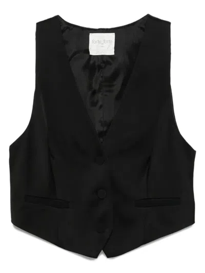 Forte Forte V-neck Adjustable Vest In Black