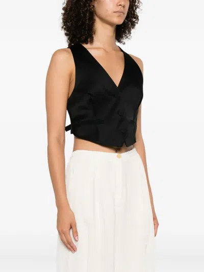 Forte Forte V-neck Adjustable Vest In Black