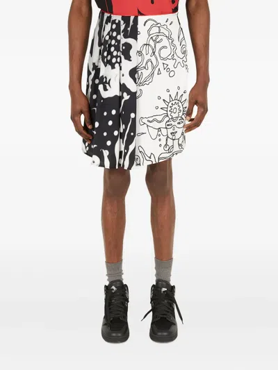Honey Fucking Dijon Abstract-print Bermuda Shorts In White