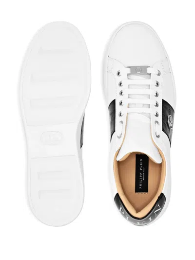 Philipp Plein Crocodile-effect Panelled Sneakers In White