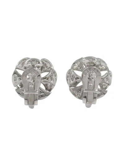 Pre-owned Bvlgari 2010s 18k White Gold Diva Dream Diamond Earrings