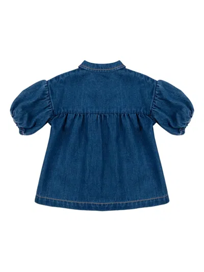 Moschino Puff-sleeve Denim Dress In Blue