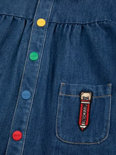 Moschino Puff-sleeve Denim Dress In Blue