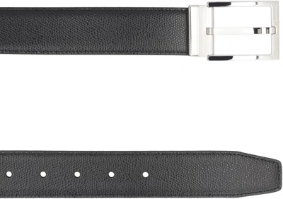 Ferragamo Reversible Leather Belt Gancini In Black