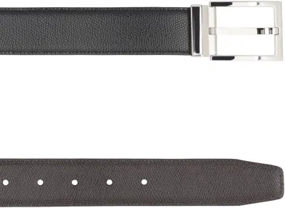 Ferragamo Reversible Leather Belt Gancini In Black