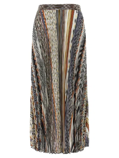 Missoni Pleated Knit Midi Skirt In Multi