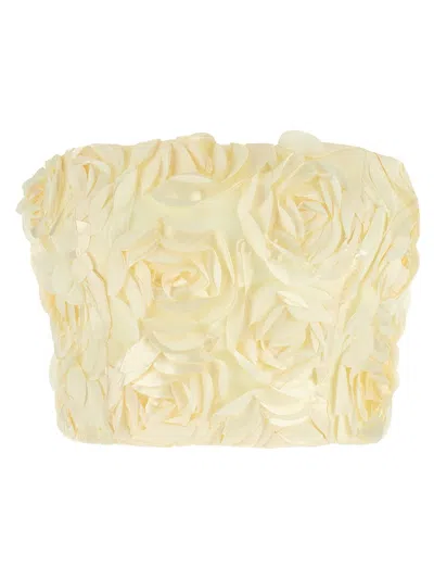 Rotate Birger Christensen Spaghetti Strap Top With Rose Appliques In Neutral