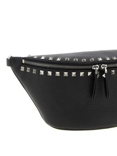 Valentino Pebbled Stud Leather Belt Bag In Black
