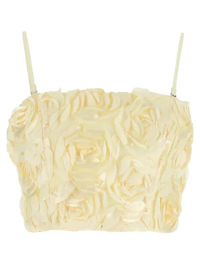 Rotate Birger Christensen Spaghetti Strap Top With Rose Appliques In Neutral