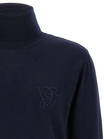 Valentino Virgin Wool Turtleneck Sweater In Blue