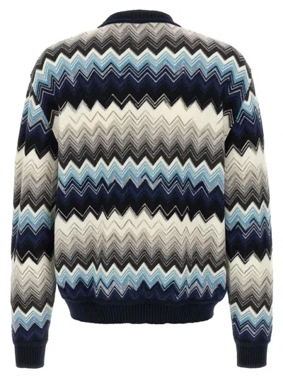 Missoni Crew Neck Sweater With Flame Zigzag Pattern In Multi
