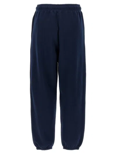 Polo Ralph Lauren Navy Blue Cotton Blend Trousers With Signature Embroidery In Blue