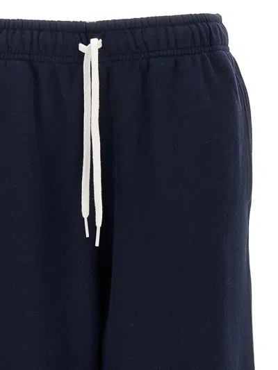 Polo Ralph Lauren Navy Blue Cotton Blend Trousers With Signature Embroidery In Blue