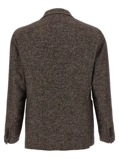 Tagliatore Textured Brown Double-breasted Wool Blend Blazer