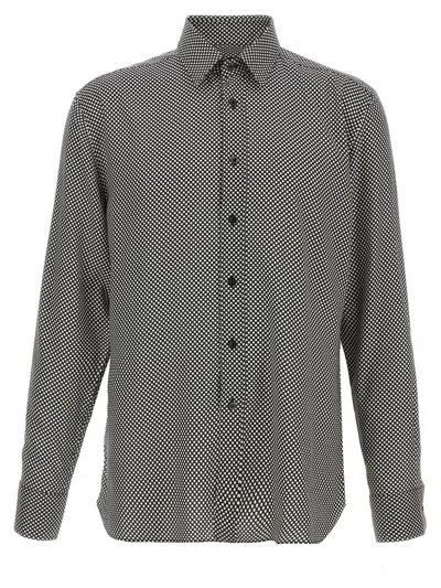 Tom Ford Black Polka Dot Lyocell Shirt In Gray