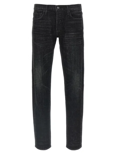 Tom Ford Stonewashed Five-pocket Jeans In Black