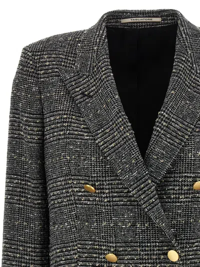 Tagliatore Jasmine Check-patterned Double-breasted Blazer In Gray
