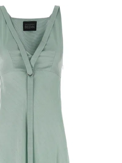 Giovanni Bedin Green Striped Dress In Green