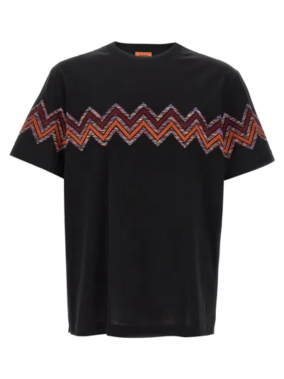 Missoni T-shirt With Maxi Chevron Insert In Black